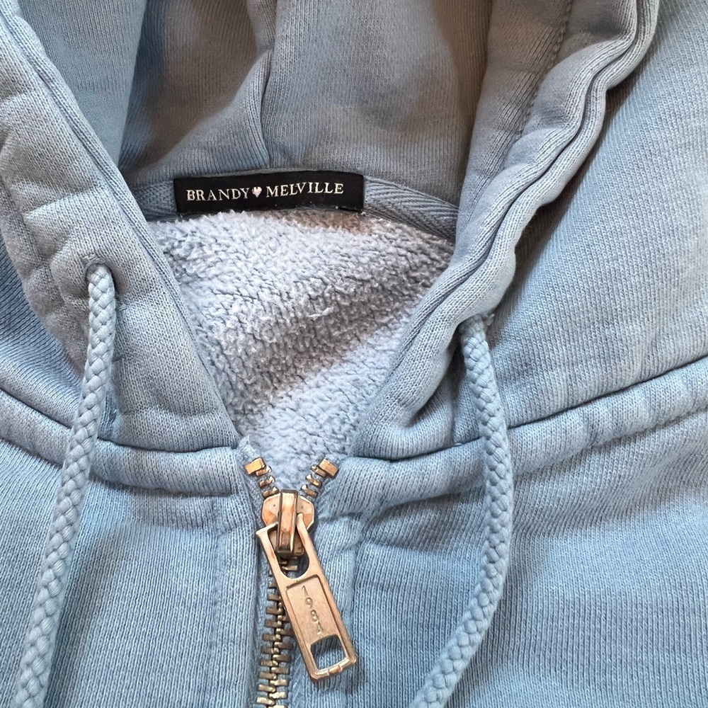 Brandy Melville Light Blue Zip-Up Hoodie